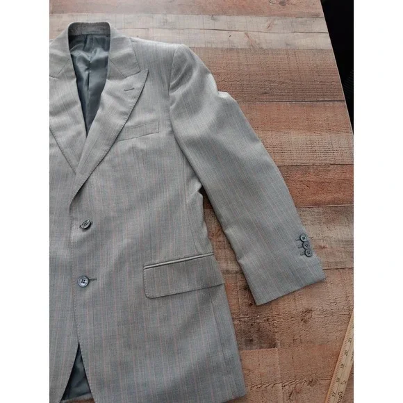 Yves Saint Laurent Rive Gauche Blazer Size 50r wool And silk Striped 2417 - Picture 6 of 16